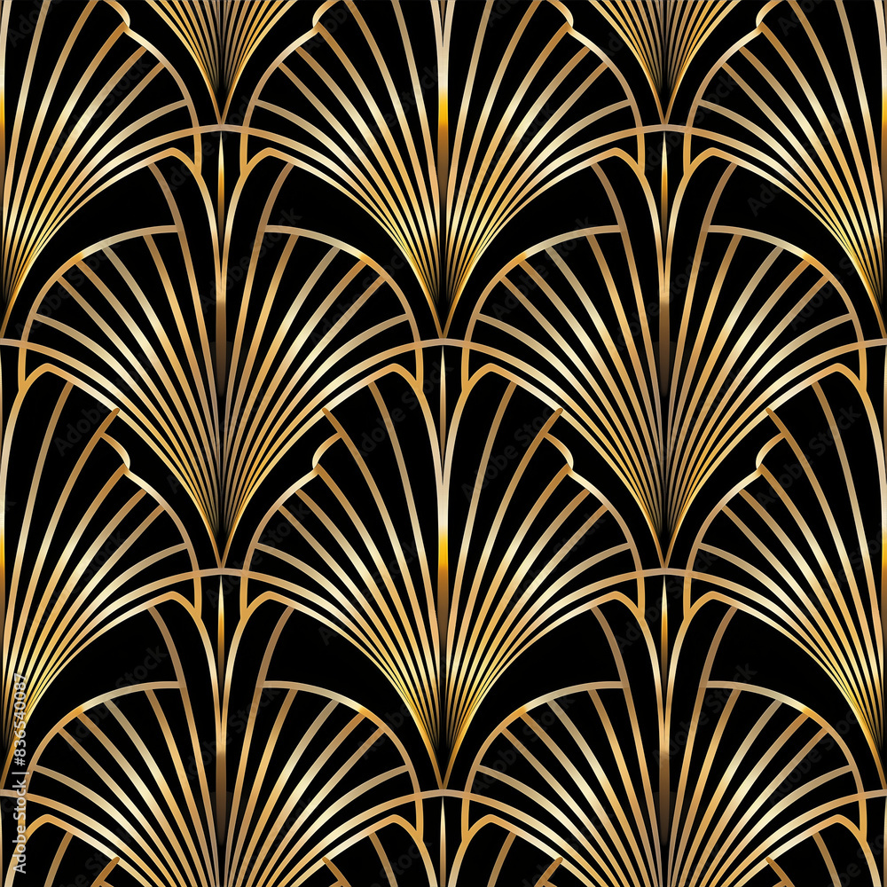 Art Deco Floral Pattern - Seamless Art Deco Floral Pattern - Seamless