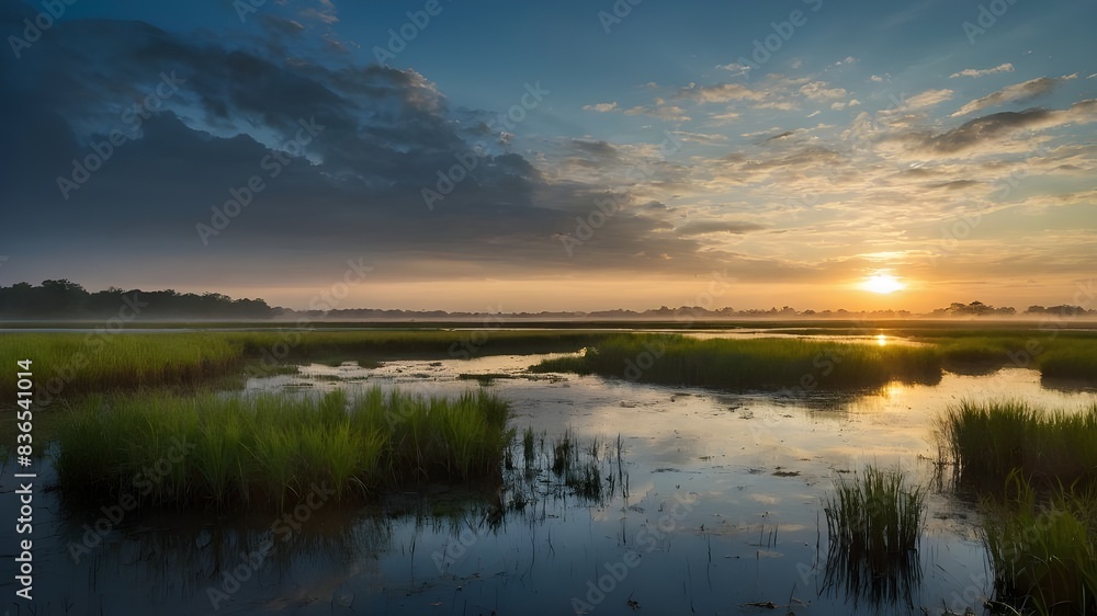 Sunrise Serenity: Tranquil Marsh Teeming with Birdlife, Marshland Awakening: Sunrise Harmony with Diverse Birds, Dawn Chorus: Tranquil Marsh Alive with Bird Species, Nature's Symphony: Sunrise Sunrise Serenity: Tranquil Marsh Teeming with Birdlife, Marshland Awakening: Sunrise Harmony with Diverse Birds, Dawn Chorus: Tranquil Marsh Alive with Bird Species, Nature's Symphony: Sunrise