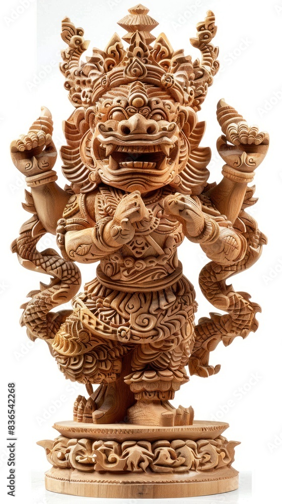 Fototapeta premium Beautiful wood carvings of mythical animals.