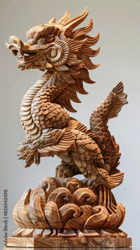 Beautiful wood carvings of mythical animals. Beautiful wood carvings of mythical animals.