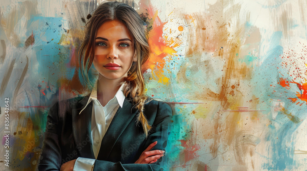 Captivating image of a female CEO in a stylish business suit, embodying leadership, success, and sophistication in a stunning silhouette. Captivating image of a female CEO in a stylish business suit, embodying leadership, success, and sophistication in a stunning silhouette.