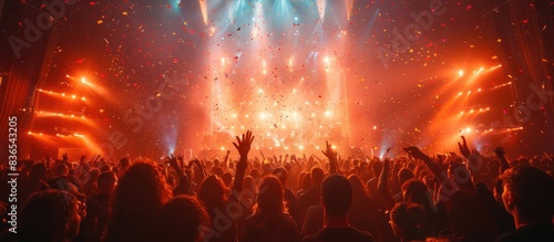 Concert Raising Hands with Orange Lights