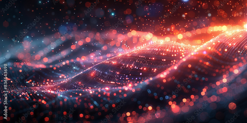 Obraz premium Digital background for tech, AI, neural networks, data, audio, graphics