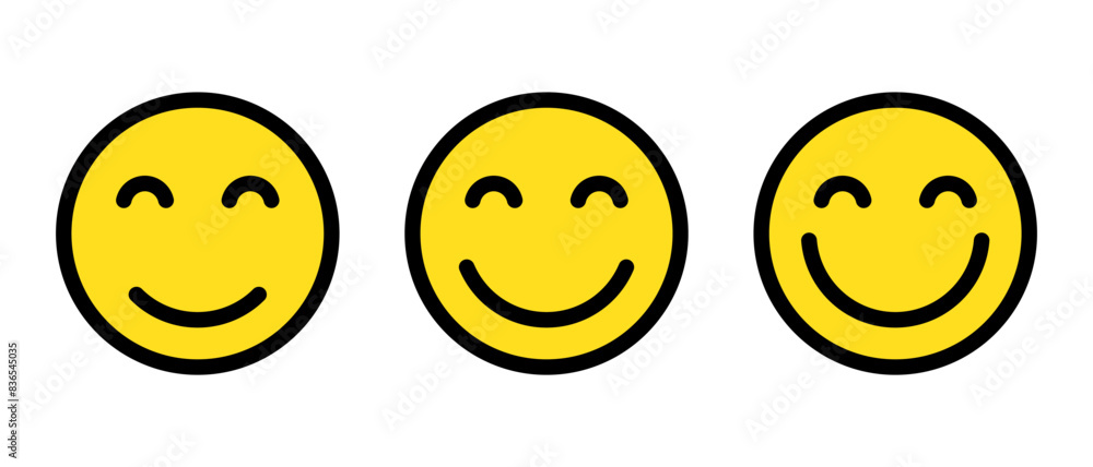 Smile face emoji icon set in flat design. Happy emoticon facial concept Smile face emoji icon set in flat design. Happy emoticon facial concept