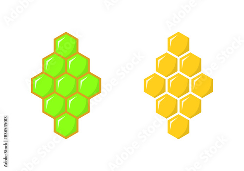 Honeycomb bee icon in flat style. Polygon beehive concept