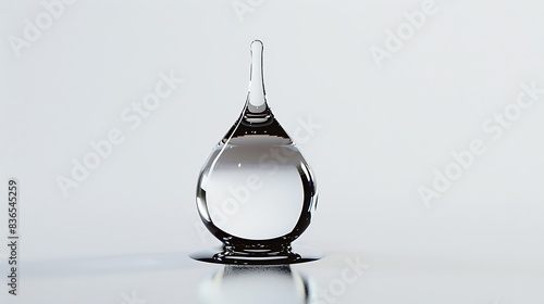 Oil droplet with perfect roundness, floating against a pure white backdrop.