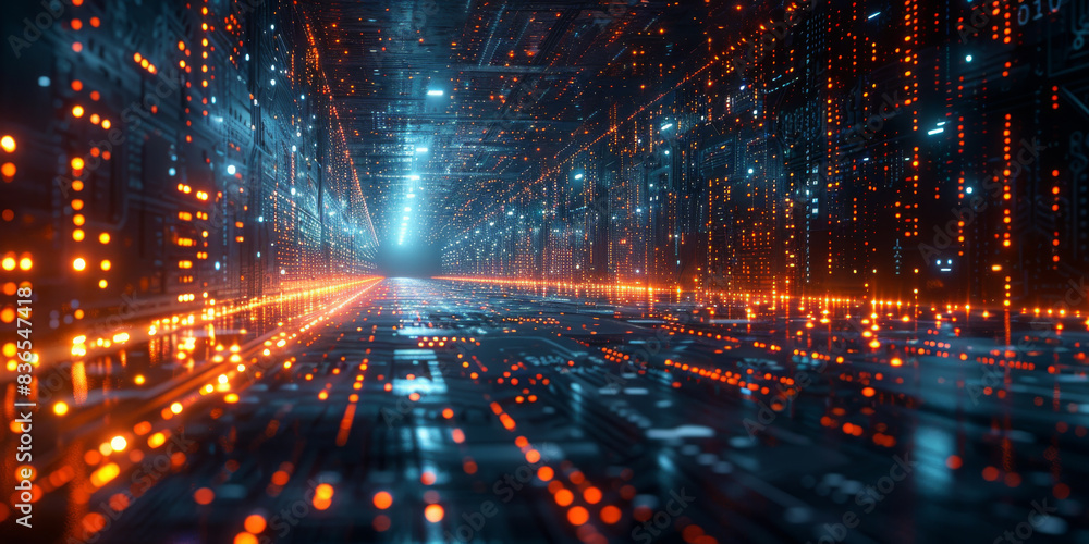 Obraz premium Digital background for tech, AI, neural networks, data, audio, graphics