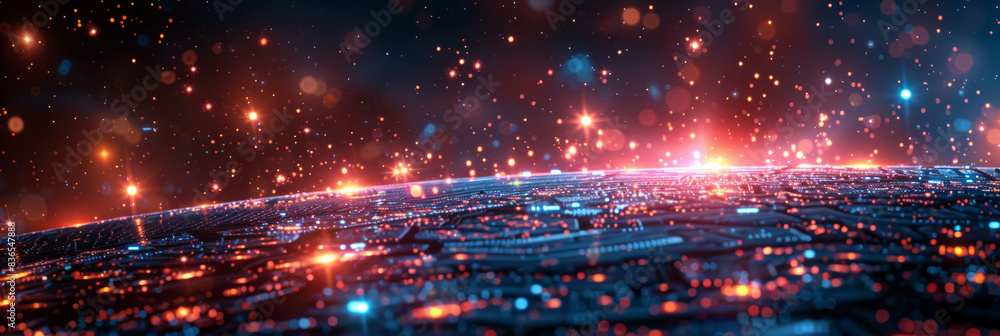 Fototapeta premium Digital background for tech, AI, neural networks, data, audio, graphics