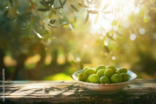 olives in a bowl and olive oil