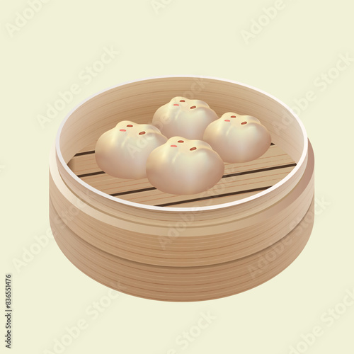 Chinese cantonese Dim sum 3D shrimp dumplings