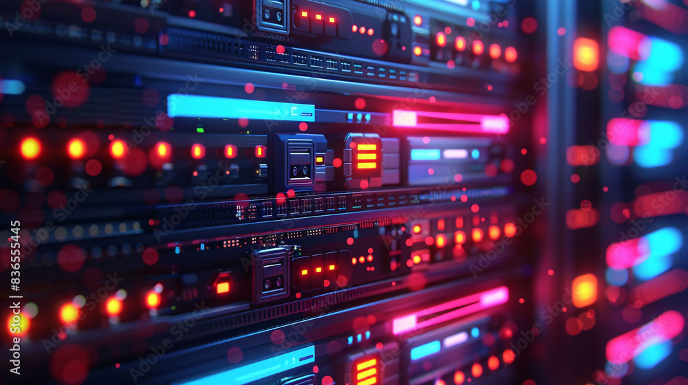 Computer server room background, network server database center scene illustration Computer server room background, network server database center scene illustration