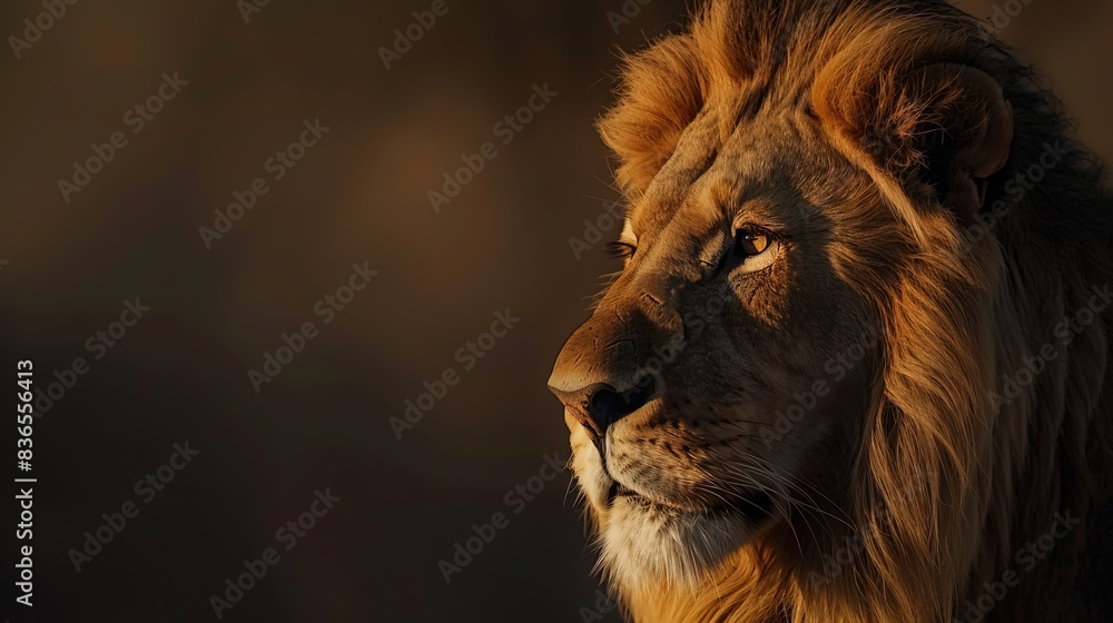 Naklejka premium A majestic lion with copy space