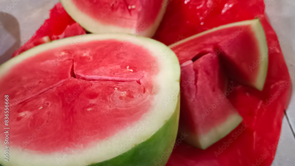 Watermelon is ripe and ready to eat. Watermelon is ripe and ready to eat.
