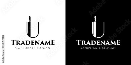 Letter U Knife Logo, for Culinary Brands, Knifemakers, and Chefs