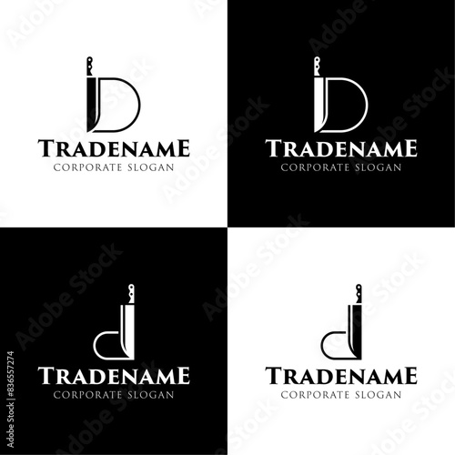 Letter D Knife Logo, for Culinary Brands, Knifemakers, and Chefs
