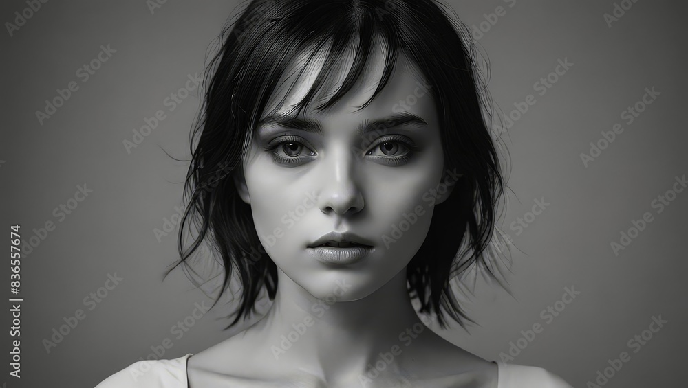 Portrait of a Woman with Short Black Hair Portrait of a Woman with Short Black Hair