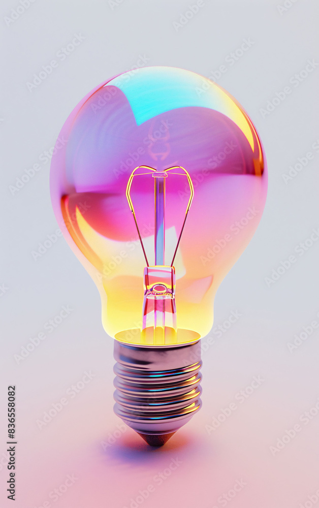 Colorful 3D light bulbs on white background, new ideas and inspiration concept illustration Colorful 3D light bulbs on white background, new ideas and inspiration concept illustration