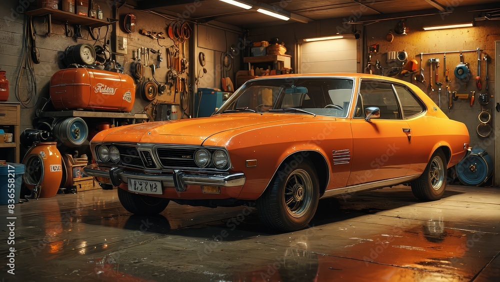 Classic Car in a Garage Classic Car in a Garage