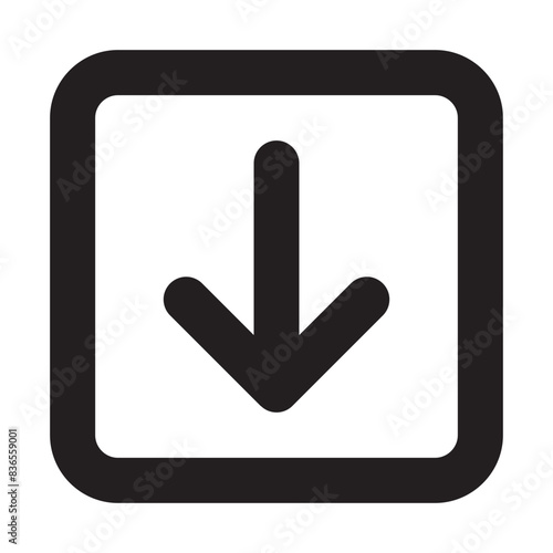 Download down arrow box line icon