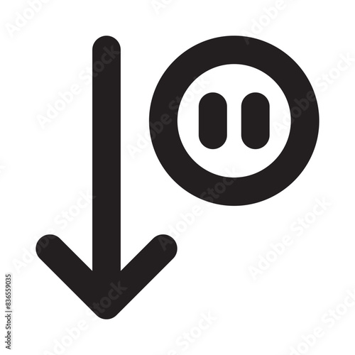 Download down arrow pause line icon