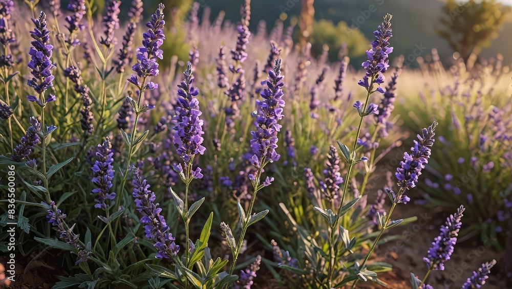 Obraz premium Purple Lavender Flowers in Field