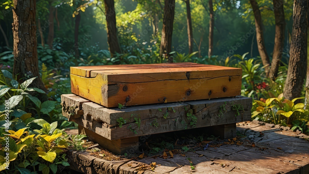 Wooden Platform in a Lush Forest Wooden Platform in a Lush Forest