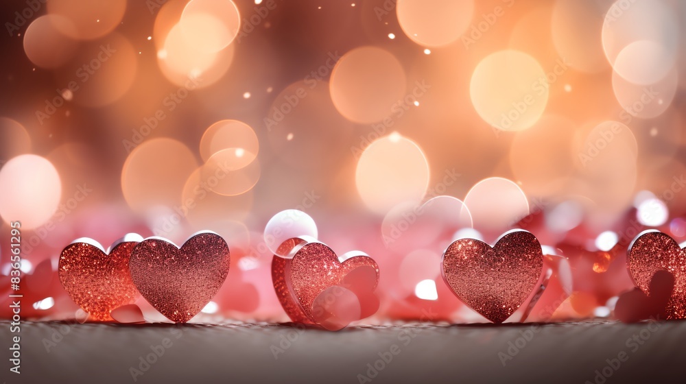 Romantic red hearts with bokeh lights background for Valentine's Day. Romantic red hearts with bokeh lights background for Valentine's Day.