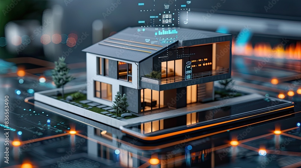 Fototapeta premium Modern Smart Home with Advanced Technology and Digital Interface