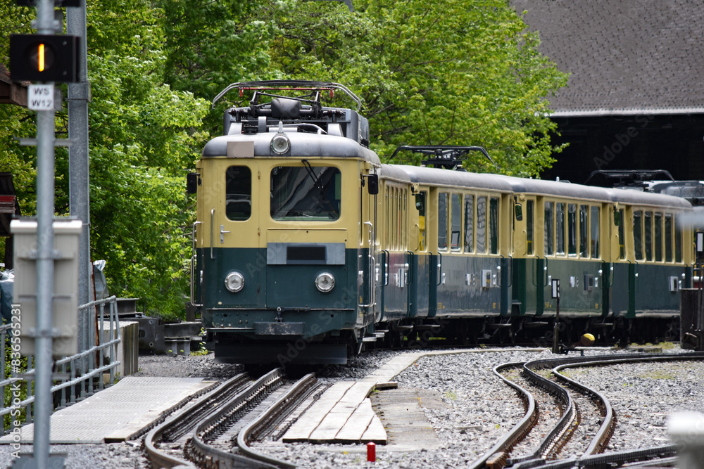 Naklejka premium モントルー駅に到着した、MOB鉄道のクラッシク車両