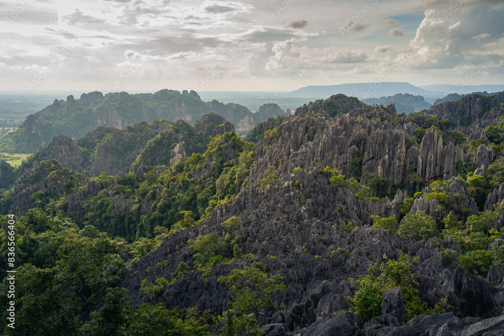 Beautiful canyon mountain (Limestone) with nice sky in the northern of Thailand (Phitsanulok Province, ล่องเรือตาหมื่น)