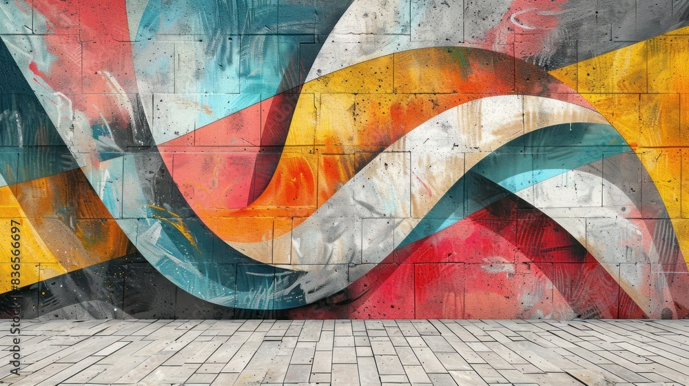 Fototapeta premium Abstract graffiti paintings on concrete wall
