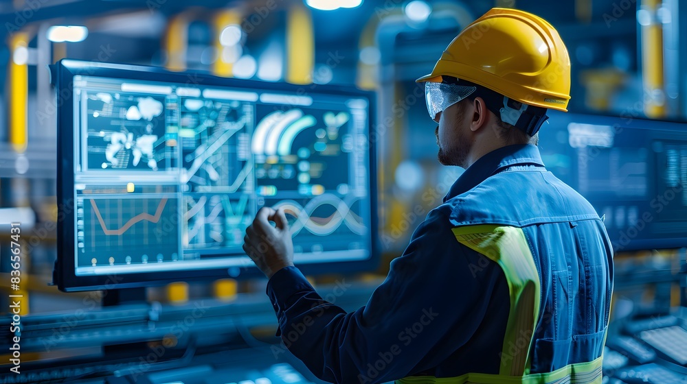 Illustration of Continuously monitoring operational data to detect anomalies, optimize performance, and ensure safety in industrial plants. Ai Generate. Illustration of Continuously monitoring operational data to detect anomalies, optimize performance, and ensure safety in industrial plants. Ai Generate.
