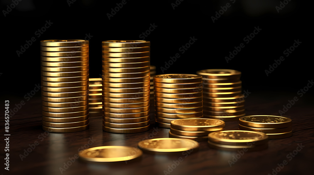 A pile of gold coins, investment and financial management concept A pile of gold coins, investment and financial management concept