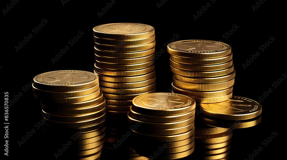 A pile of gold coins, investment and financial management concept A pile of gold coins, investment and financial management concept