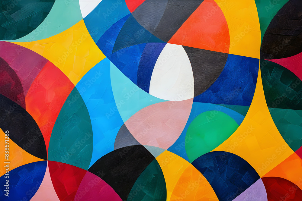 Fototapeta premium Vibrant Geometric Abstract Pattern with Overlapping Colorful Shapes
