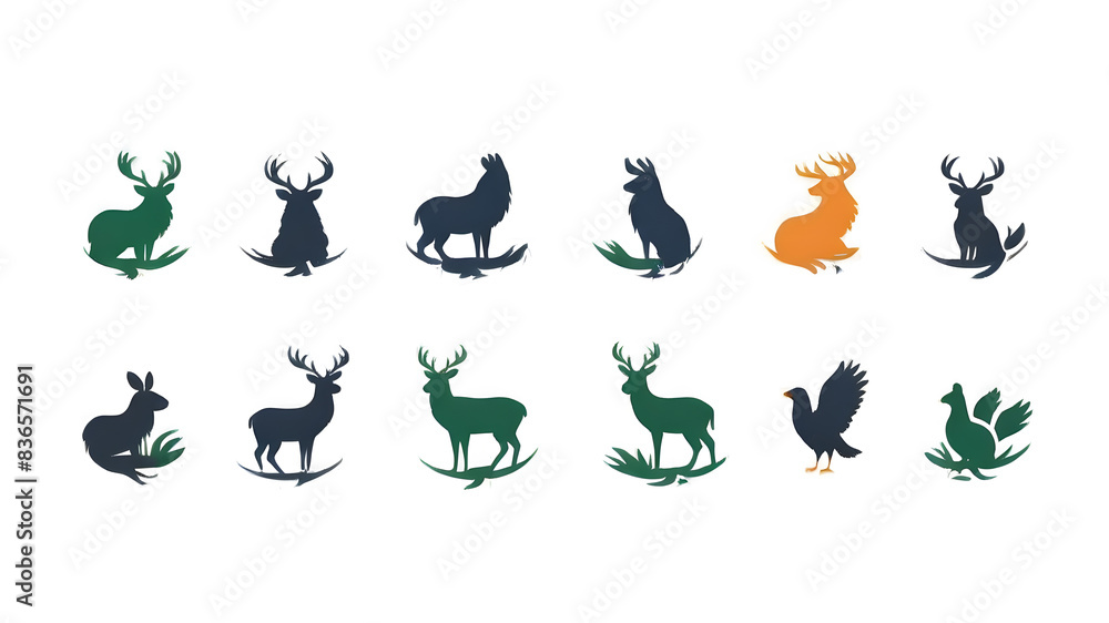 Many animals together themed logo icon symbol emblem on the white background Generative AI Many animals together themed logo icon symbol emblem on the white background Generative AI