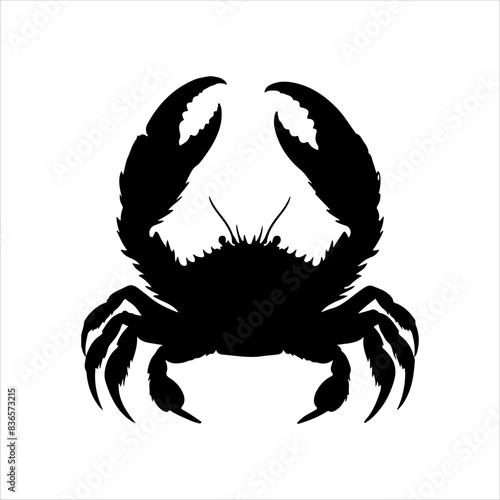 Black crab silhouette isolated on white background. Crab icon vector illustration design.