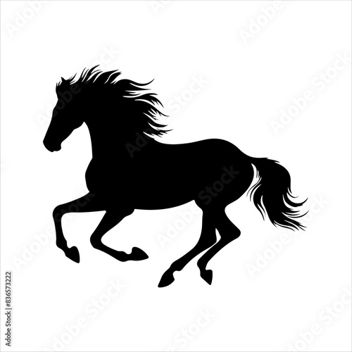 Black running horse silhouette isolated on white background. Running horse icon vector illustration design.