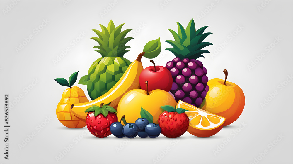 Many fruits together themed logo icon symbol emblem on the white background Generative AI Many fruits together themed logo icon symbol emblem on the white background Generative AI