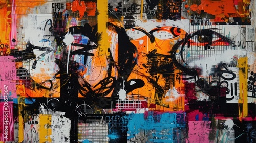 A graffiti on wall in acrylic block, wallpaper