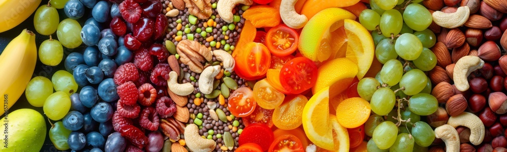 Many different fruits and vegetables, food background Many different fruits and vegetables, food background