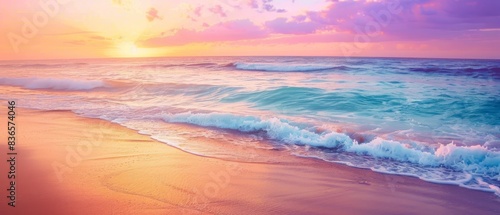 Gentle Waves and Glowing Skies, A Serene Beach Sunset. © UMPH.CREATIVE