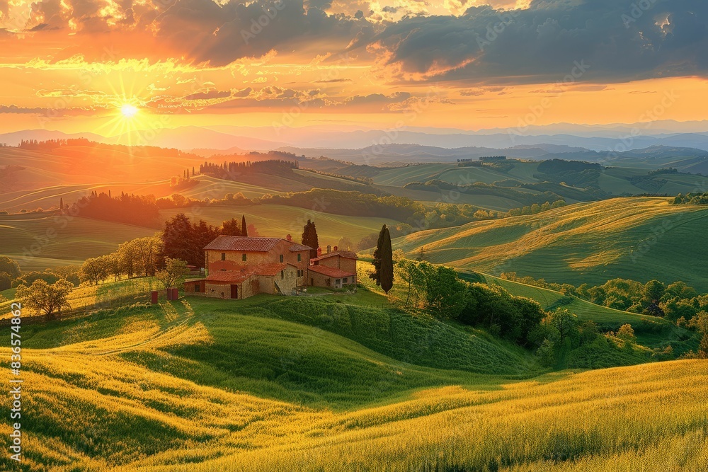 Capture the essence of a serene sunset with a breathtaking Capture the essence of a serene sunset with a breathtaking