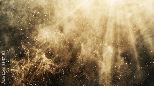 A close-up of dust motes in a sunbeam, creating a magical, ethereal effect photo