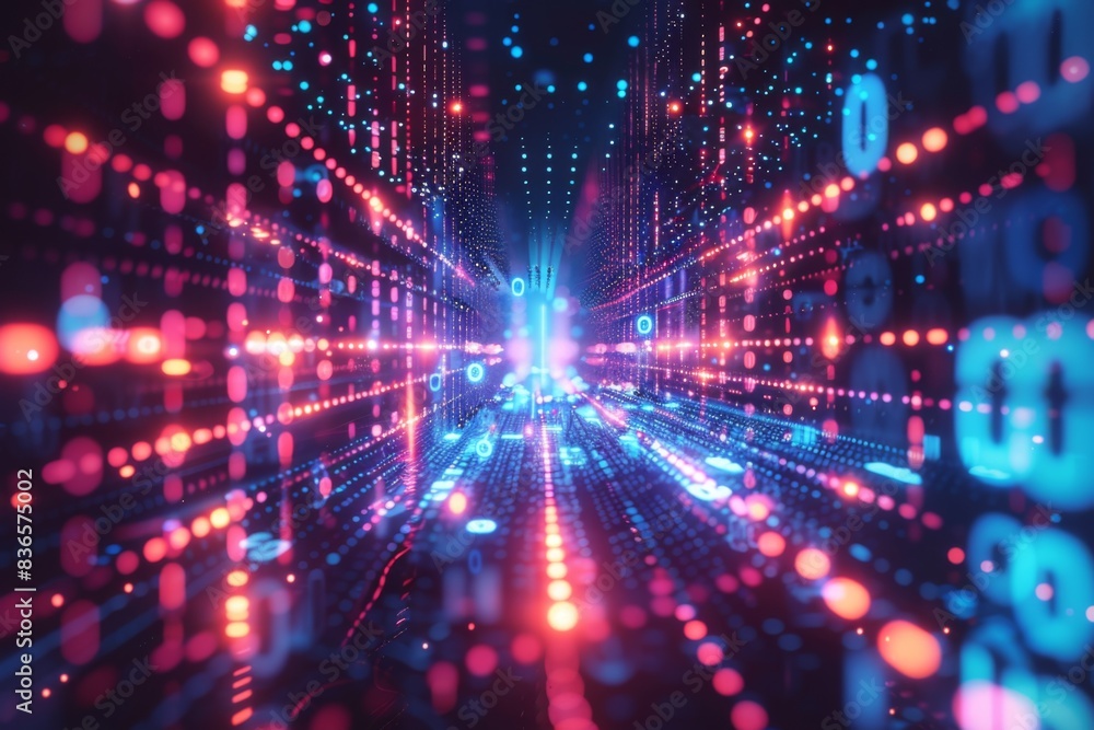 Obraz premium Digital Binary Technology Background created with Generative AI