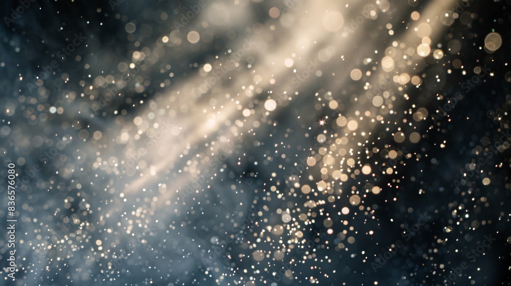A close-up of dust motes floating in a beam of light in a dark room A close-up of dust motes floating in a beam of light in a dark room