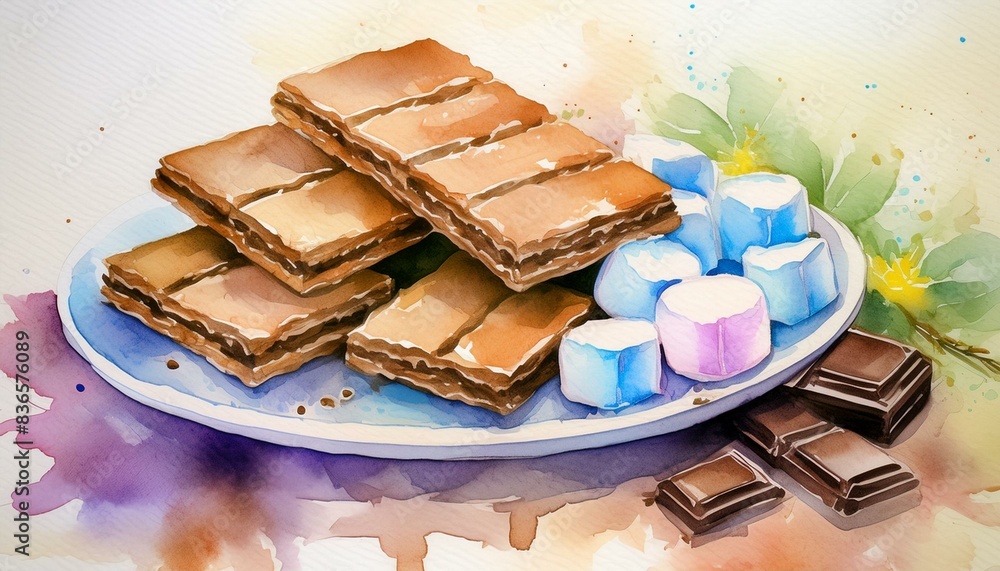 Chocolate treat - watercolor illustration Chocolate treat - watercolor illustration