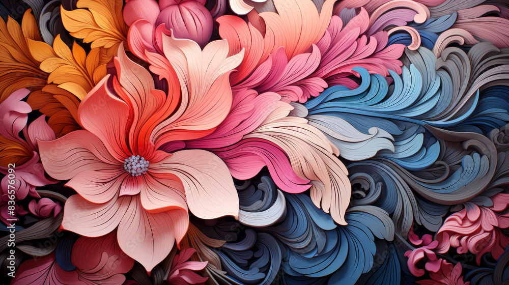 Stinct Design Abstract chintz design with a modern twist. Vibrant colors, detailed ...