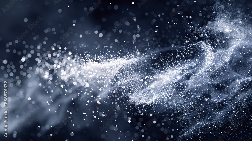 An abstract illustration of a burst of dust and sparkles forming a dynamic shape An abstract illustration of a burst of dust and sparkles forming a dynamic shape