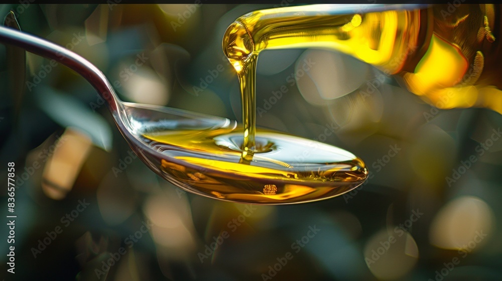 A close-up view of olive oil emphasizes the delicate interaction between the spoon and the skin. while the glistening oils add a touch of elegance and sensibility to the scene. A close-up view of olive oil emphasizes the delicate interaction between the spoon and the skin. while the glistening oils add a touch of elegance and sensibility to the scene.